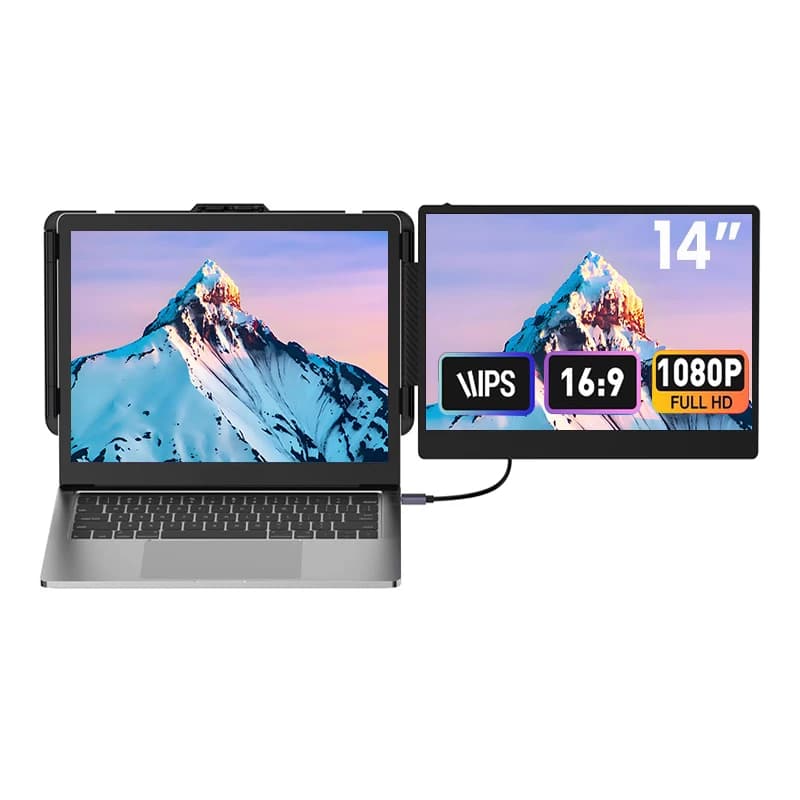 Laptop portatile S1 da 14 pollici FHD 1080P con doppio display LCD con pannello IPS Estensione schermo da gioco per doppio monitor per laptop