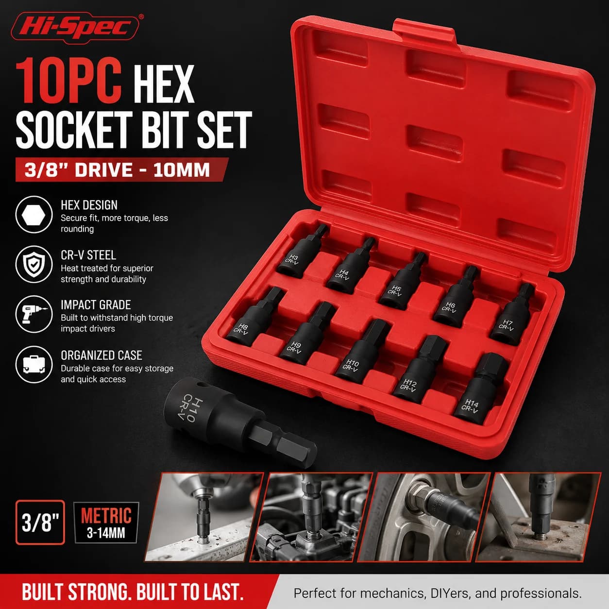 Chrome Vanadium Hex Bit Socket Set, S2 Blackened Torx/Hex Socket Tool for Manual Wrench Ratchet Repair with Storage Box