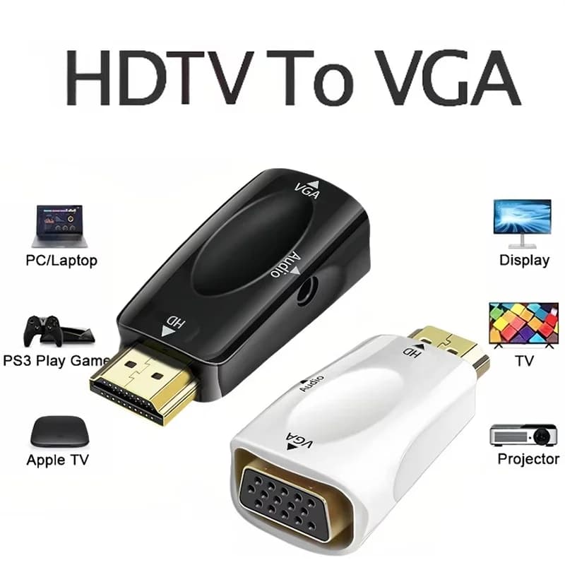 HDMI compatible VGA cable converter Male-female adapter with 3.5 mm Audio HD 1080P jack for Laptop Tablet Projector Monitor
