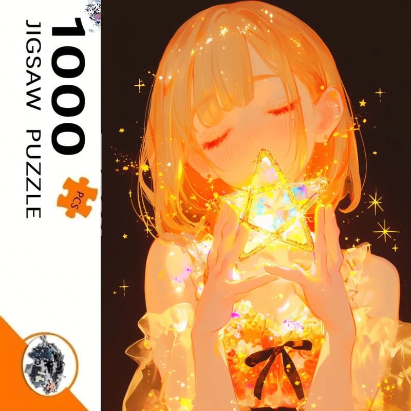 Dreamy Warm Tone Starlight Girl Illustration Paper Jigsaw Puzzle 500 Pieces Educational Craft Indoor Decoration Gift