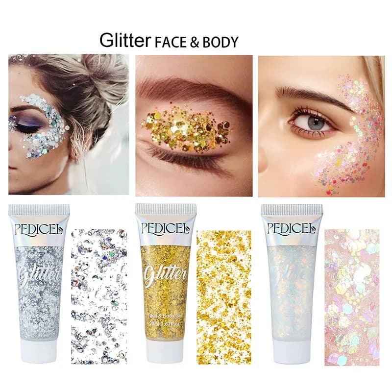 Glitter Gel for Face, Gioiello Cream, Shimmer Umbrella, Pigment for Body, Face and Eyes, Glitter in Gel, Cosmetics for Bright Skin, Festival