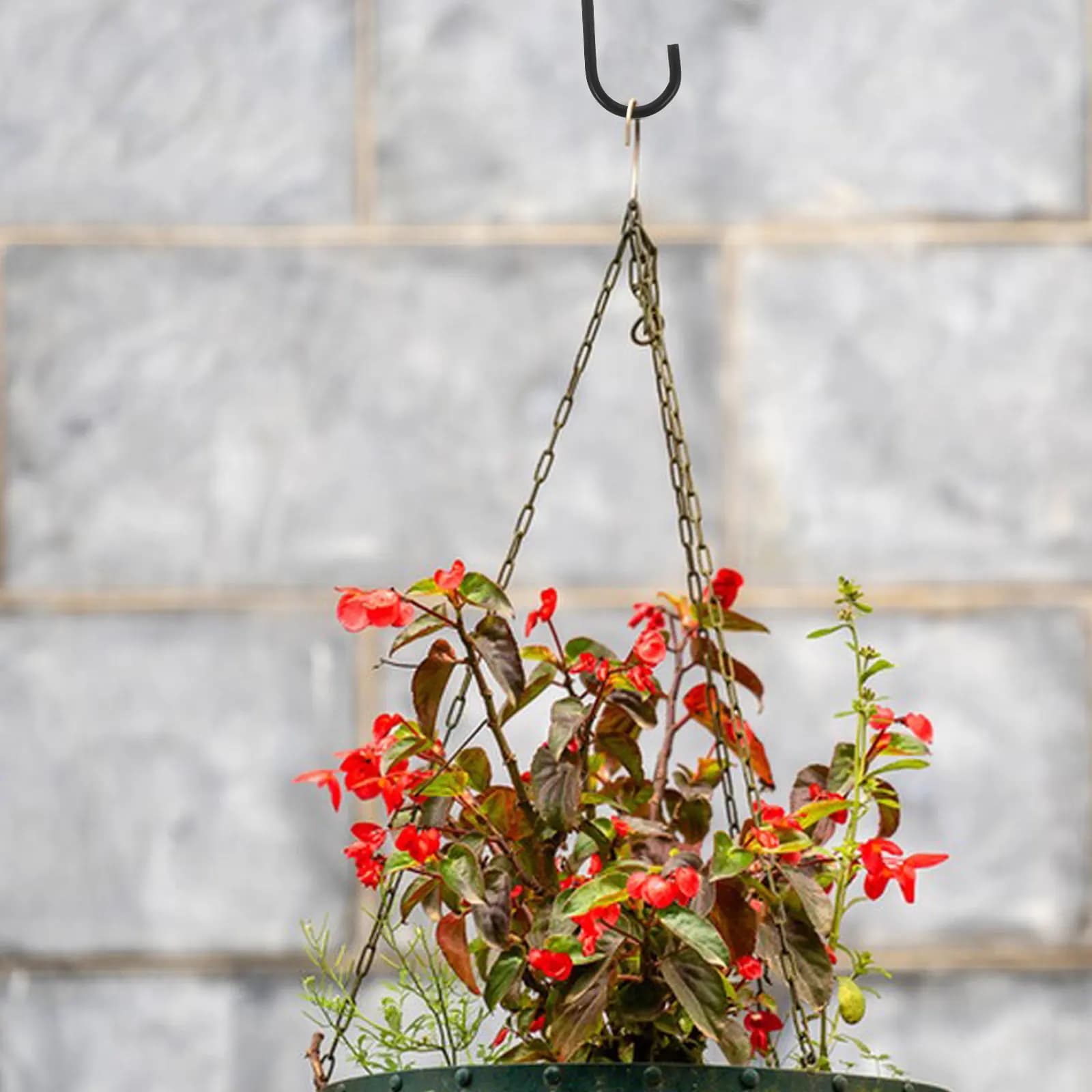 4Pcs Iron Hanging Plant Hook Heavy Duty Garden Wall Mounted Planter Bracket Balcony Flower Pot Hanger Outdoor Indoor Use