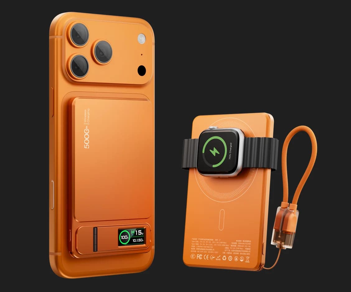 3 In 1 Magnetic Powerbank 15W Wireless Fast Charing With Intelligent TFT Screen External Battery For iPhone 12-17 Watch Airpod