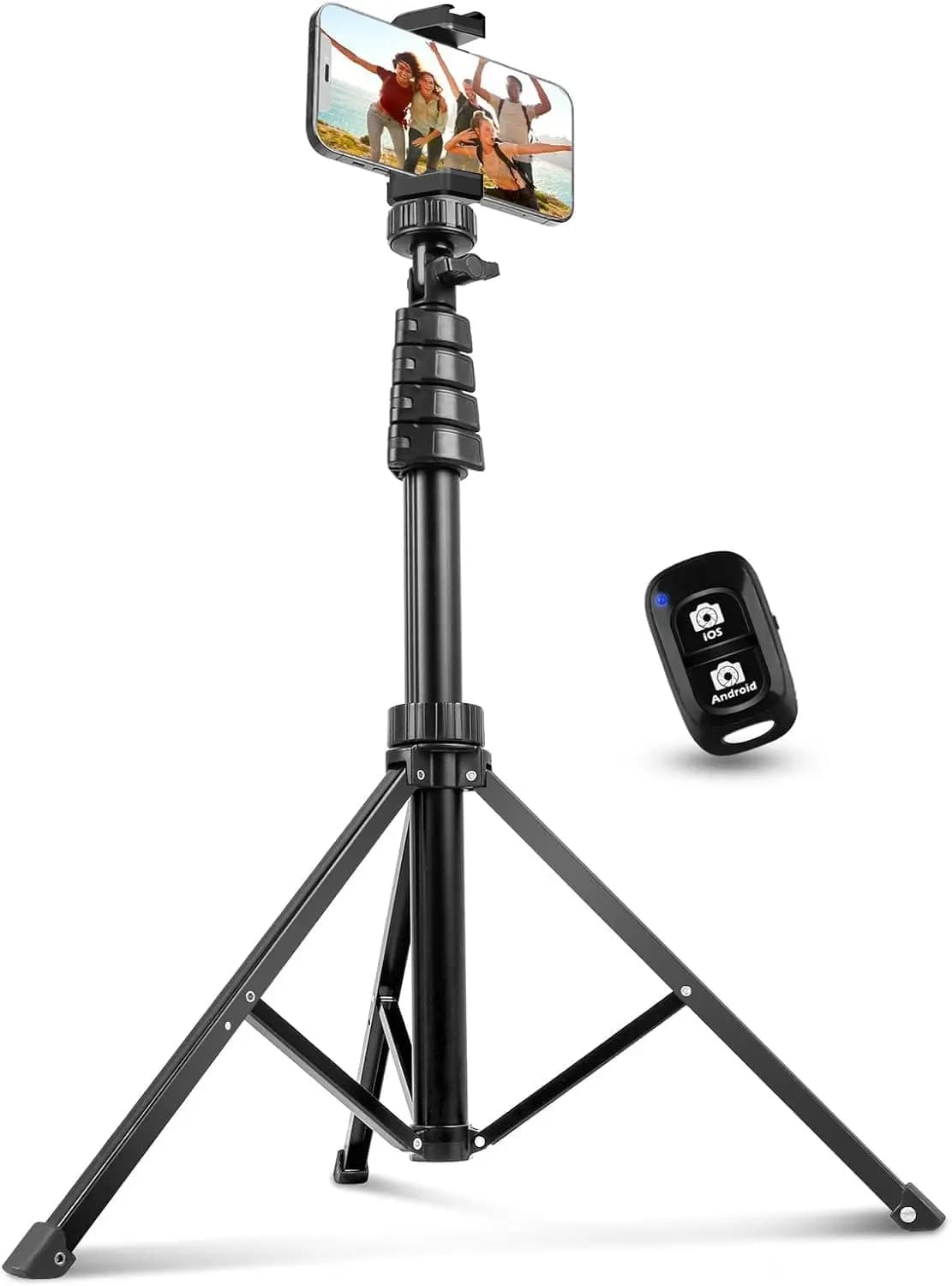 Treppiede per telefono da 62 pollici con telecomando wireless, selfie stick e supporto universale per vlogging, live streaming, registrazione video