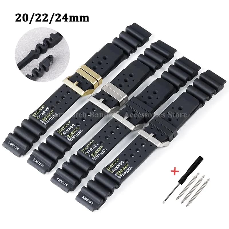 ND Limits Diver silicone rubber strap 20mm 22mm 24mm Seiko strap for Citizen for Water Ghost for Promaster underwater belt