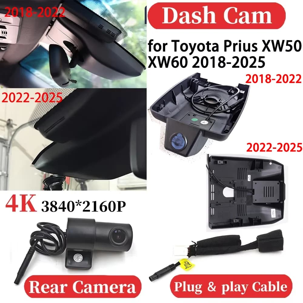 ZJCGO UHD Auto 4K Video Recorder DVR Dash Cam Dash Camera Plug and play Night Vision for Toyota Prius XW50 XW60 2018-2025