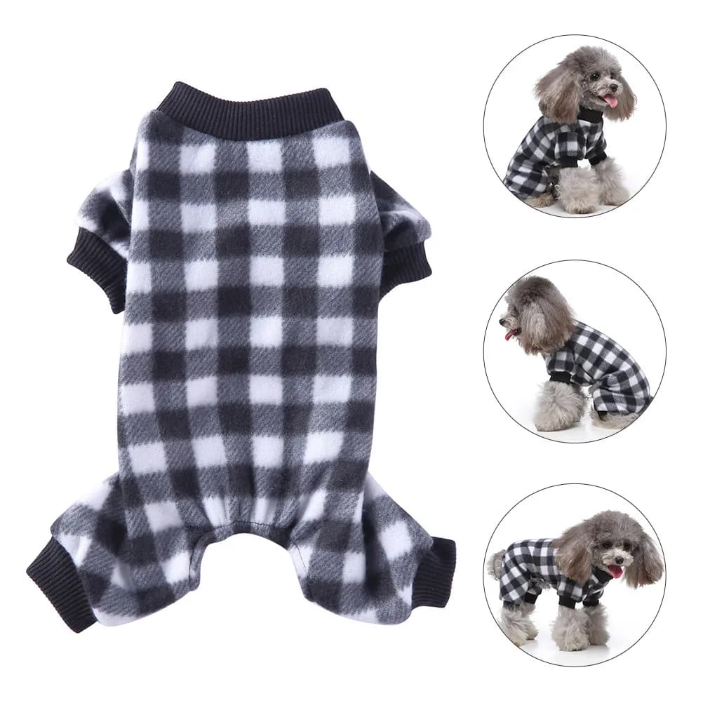 1Pcs Pet Dog Pajama Warm Sweatshirt Autumn Winter Soft Comfortable Dog Apparel Cute Household Pet Clothes Cat Lattice Coat