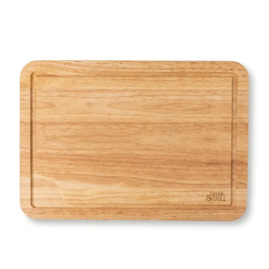 Thyme and Table Extra Large 14"x20" Rubberwood Cutting Board with Anti-Slip Grips