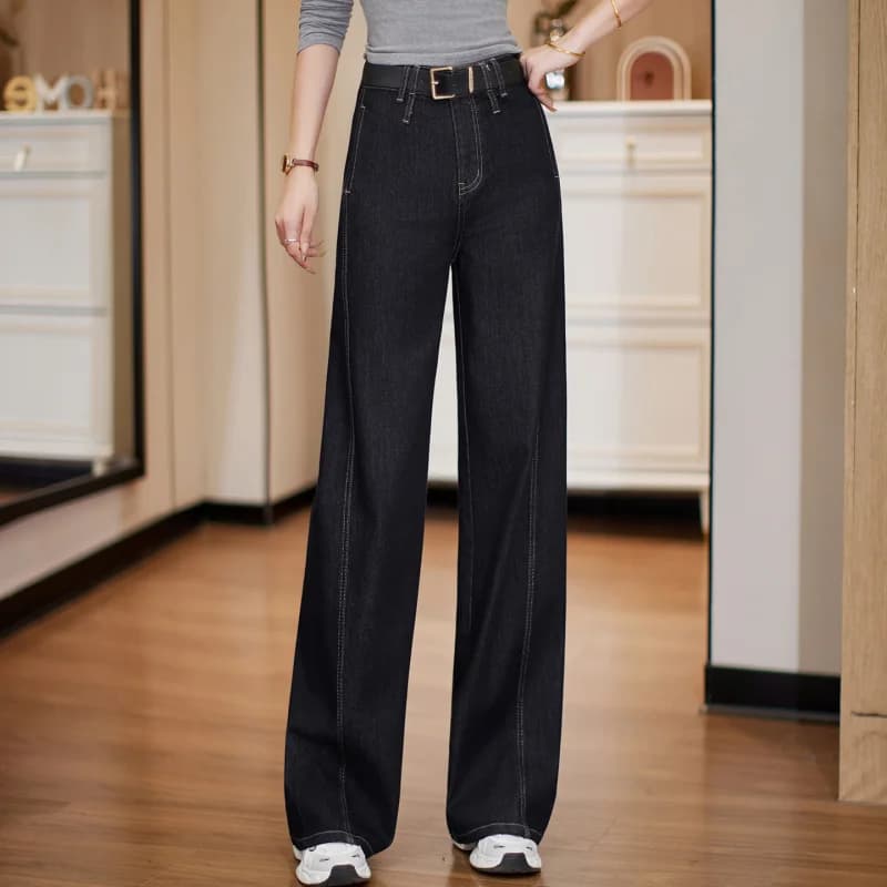 Women's wide leg jeans, new casual pants draped high spring and autumn waist slimming, fashionable wide pants