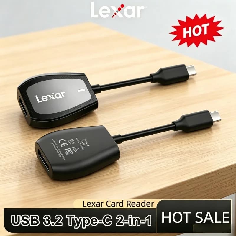 Lexar Professional USB 3.2 Type-C Dual-Slot Reader Up To 312MB/s Read for Laptop Desktop Supports SD and microSD UHS-II Cards