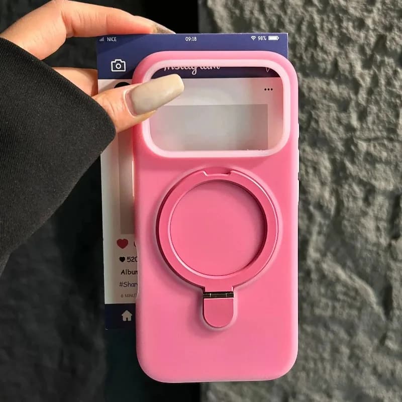 Liquid Silicone Jelly Candy Color For Magsafe Case For iPhone 18 17 16 15 14 Pro Max Foldable Magnetic Stand Bracket Phone Cover
