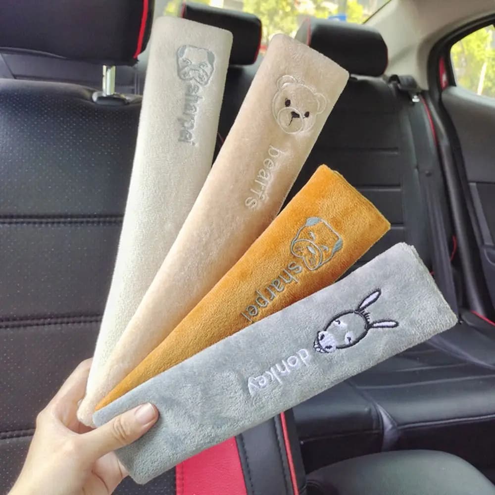 Cute animal animated card extended safety belt for car protection for shoulder cover interior decoration for safety belt shoulder straps for vehicles