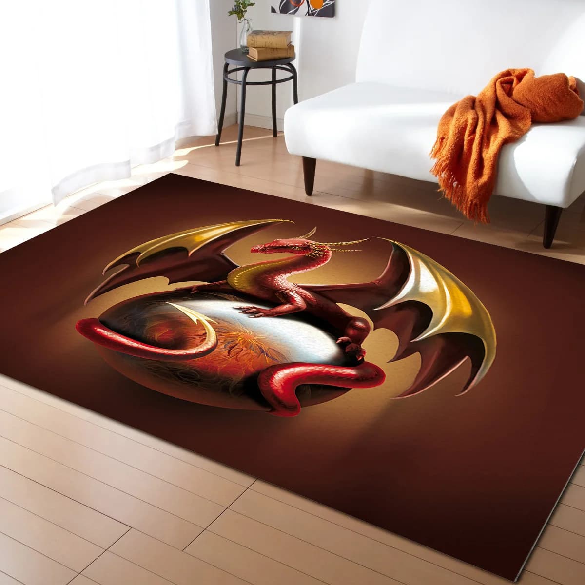 Tappeto con Motivo Drago Magico, Tappeto Cartoon per Camera da Letto, Soggiorno, Divano, Ingresso, Decorazione, Grande Tappeto Antiscivolo per Pavimento