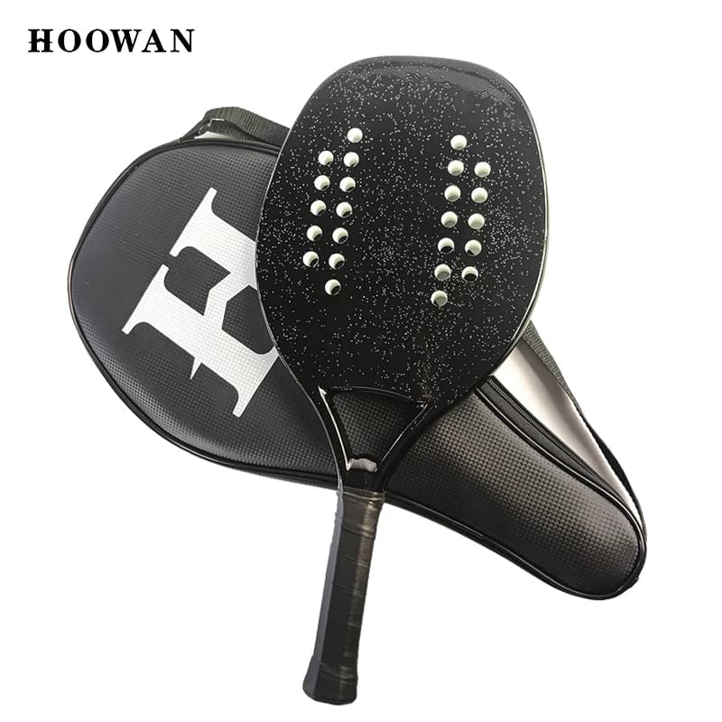 HOOWAN BLACKSHARK Racchetta da beach tennis Carbonio UD Grafite Superficie ruvida Morbida bianca EVA Core Racchetta Beach Tennis 22MM