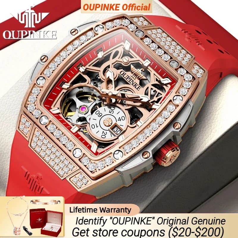 OUPINKE Women Watch Original Luxury Brand Skeleton Hollow out Automatic Mechanical Ladies' Watch Gifts