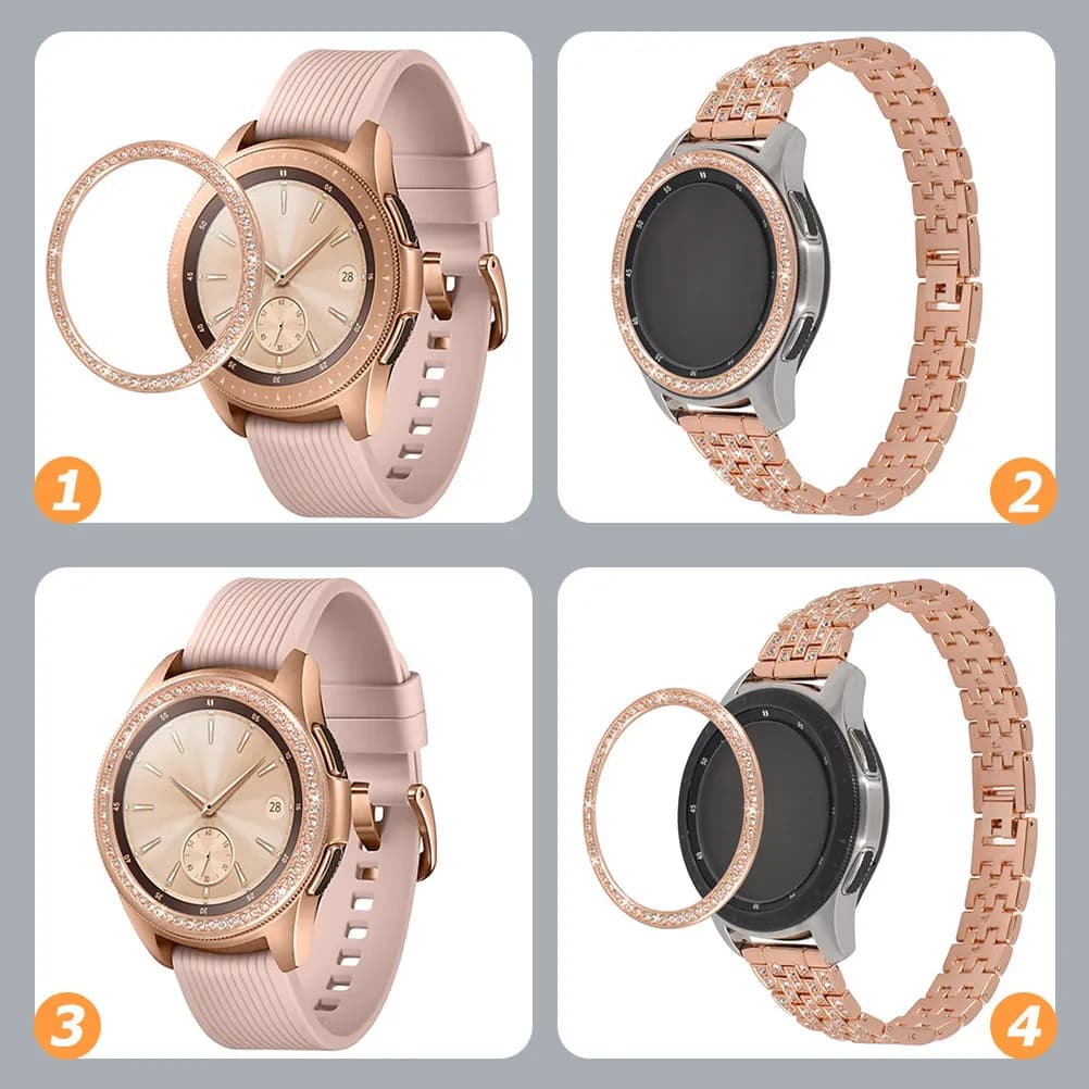 Anello per ghiera dell'orologio, decorazione in metallo squisita, brillante e raffinata, compatibile con la ghiera dello smartwatch Galaxy Watch 4 da 42 mm