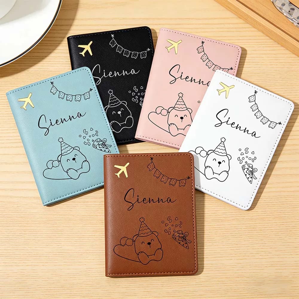 1 copertina per passaporto personalizzata con nome, regalo per amico, porta passaporto in pelle cucita, design raffinato