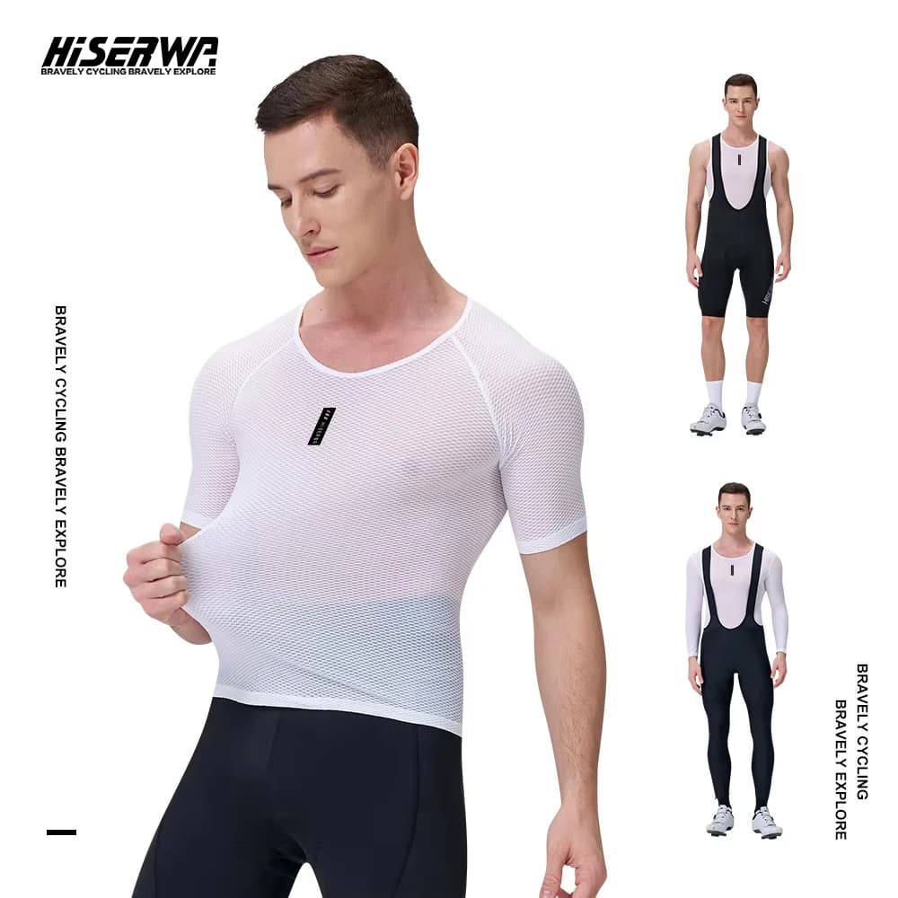 HISERWA Road Cycling Base Man Cycling Tube MTB Road Bike Underwear Breathable Bike Vest in Fast Drying Network