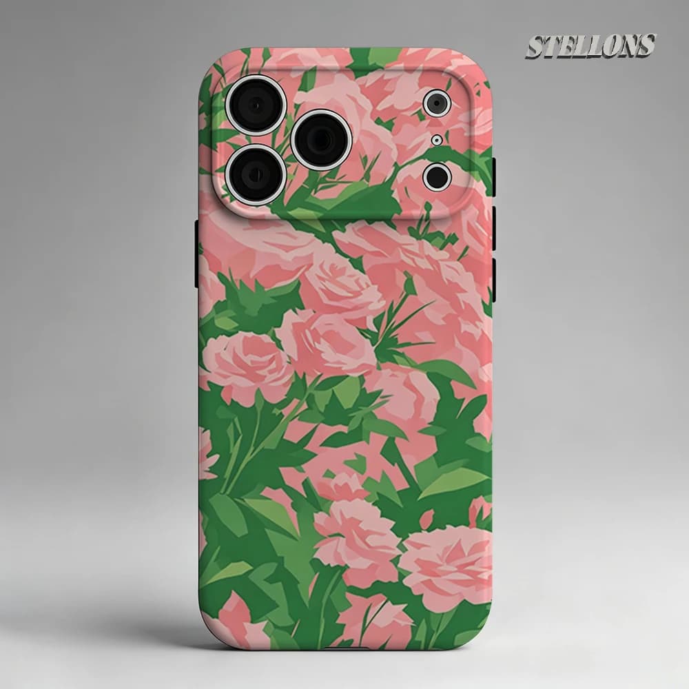 Custodia per telefono Pink Rose Garden con supporto magnetico per iPhone 17 16 15 14 13 Pro Max Plus, custodia robusta a strato singolo/doppio