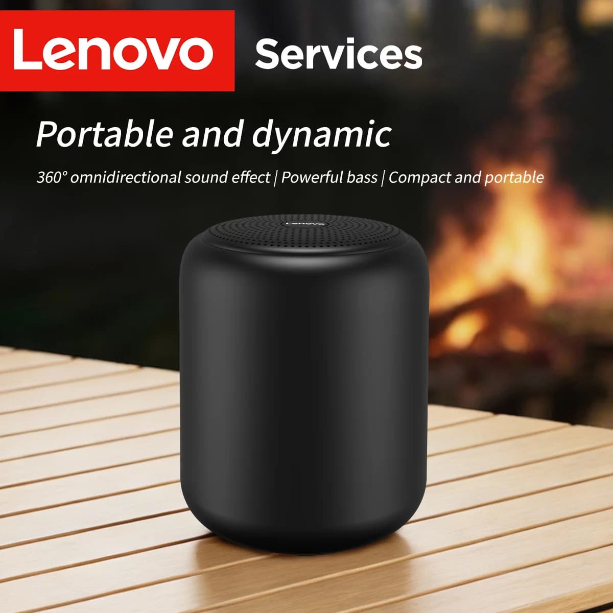 Altoparlante Bluetooth 5.4 portatile Lenovo, impermeabile IPX4 360 ° Subwoofer Compatto con Suono Surround e Batteria da 1200mAh per Esterni e Casa