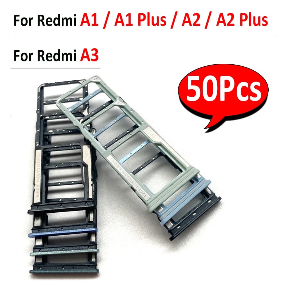 50 pezzi, NUOVO supporto per scheda SIM vassoio slot per chip supporto per cassetto presa adattatore per Xiaomi Redmi A1 A2 Plus A3 A5 4G (doppia scheda)