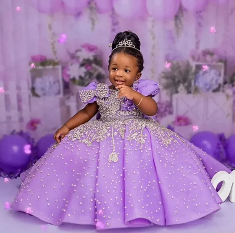 Customized Purple Flower Girl Dresses For Wedding Luxury Crystal Quality Little Princess Evening Banquet Birthday Party Gown