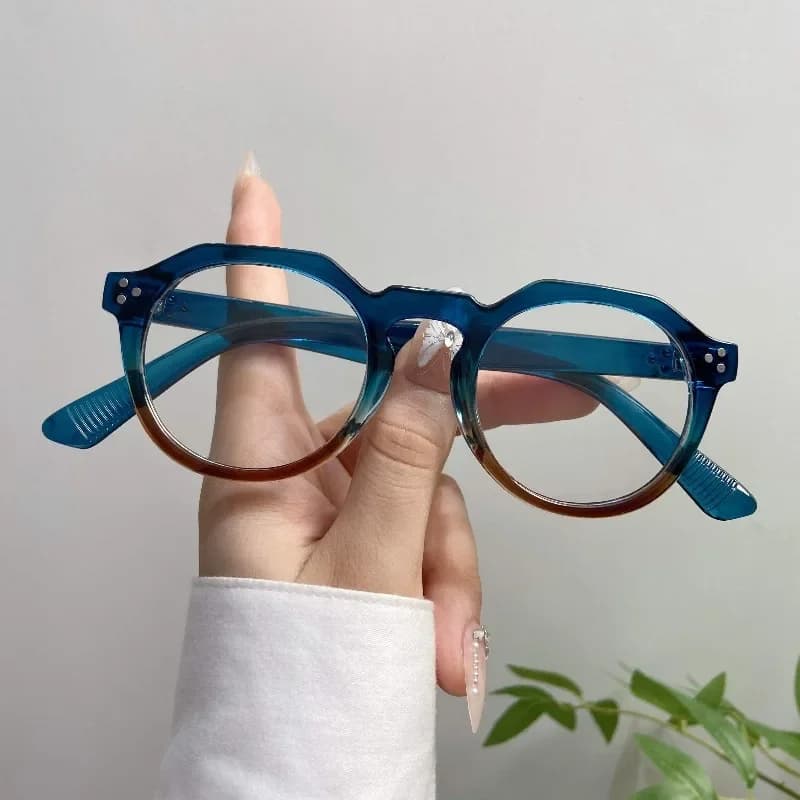 Occhiali rotondi alla moda con montatura completa - Unisex con cerniere in metallo, accessori casual per feste, occhiali leggeri