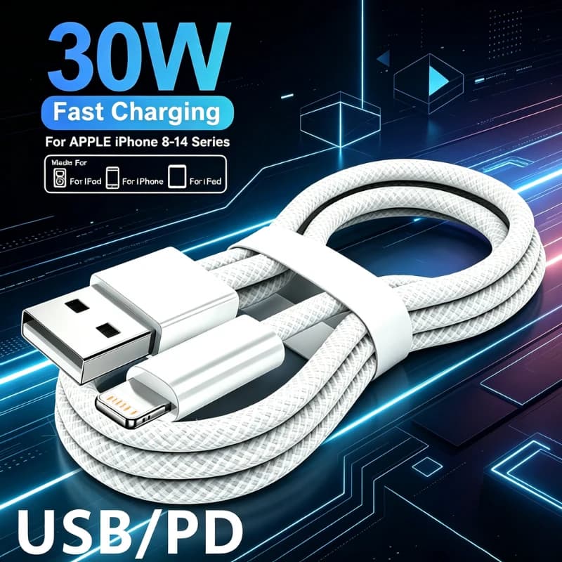 30W Fast Charging USB Cable For iPhone 14 13 12 11 Pro Max 8 7 Plus XS XR Type C Data Line 1M 2M Quick Charge Phone Accessories