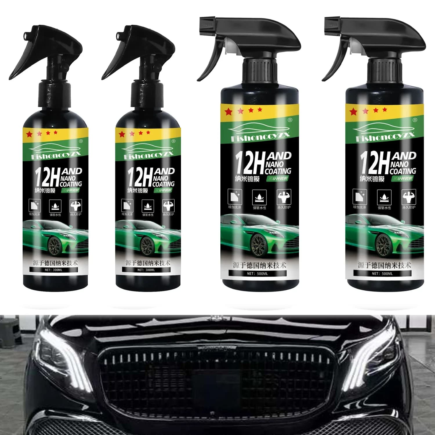 12H Nano Ceramica 500ml Rivestimento per auto Prodotti per dettagli auto Liquido Spray Smalto Cera Pellicola Vernice Cura Kit di protezione Accessori