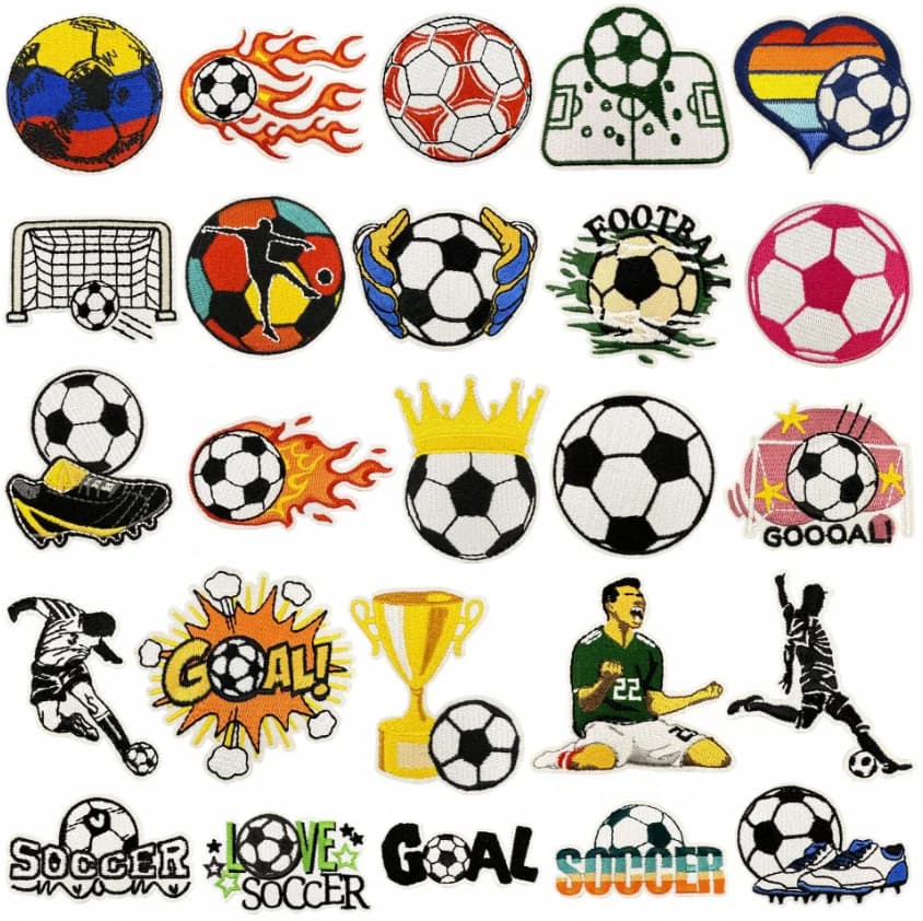 10 pezzi distintivi da calcio toppe ricamate termoadesive su abbigliamento borsa per cappelli materiale per la riparazione di scarpe confezione regalo per telefono decorazione accessorio fai da te