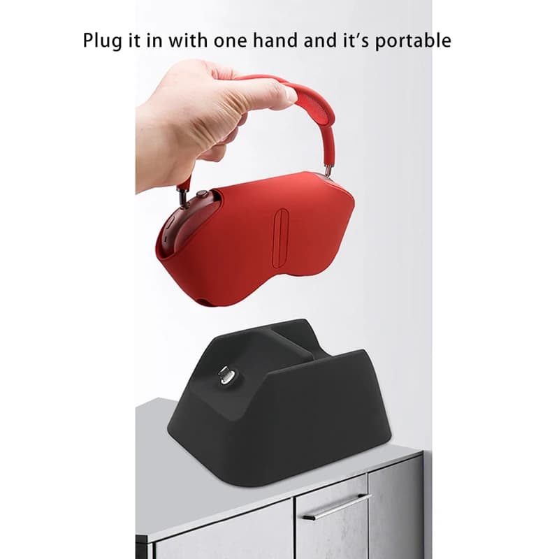 Adatto per base di ricarica per cuffie Max Supporto in silicone Adatto per auricolare Bluetooth-Nero-A22U