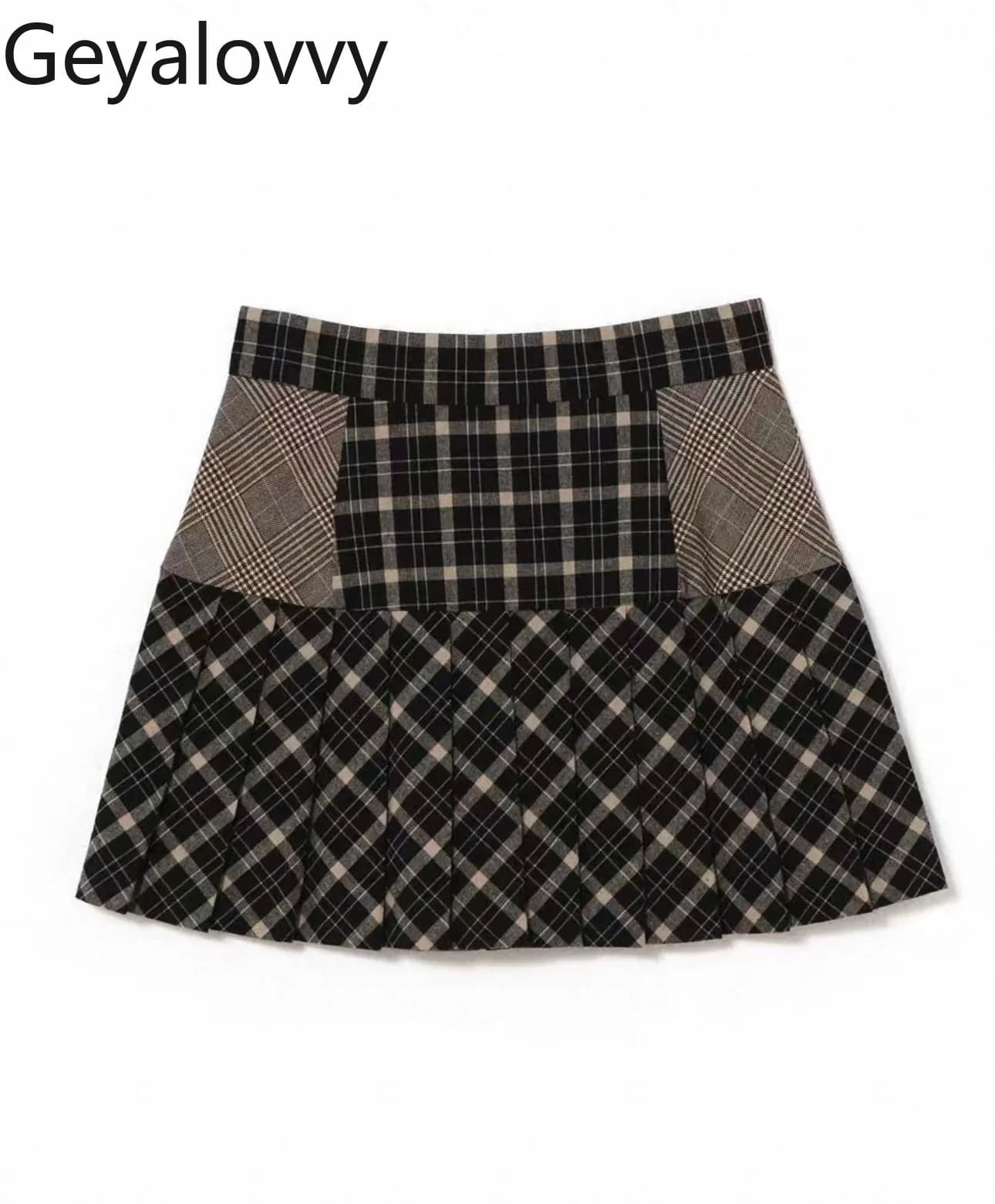 High Life Versatile Scottish Patchwork Short Trapezio Gonna in Japanese Autunno new mini fold skirts for sweet girls and cute Faldas