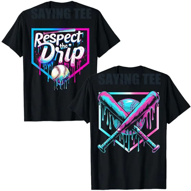 Gocciolamento da baseball per ragazzi Gocciolamento di gelato Giovani ragazzi T-shirt da baseball Umorismo Divertente Y2k Design Graphic Tee Outfit Camicette a maniche corte