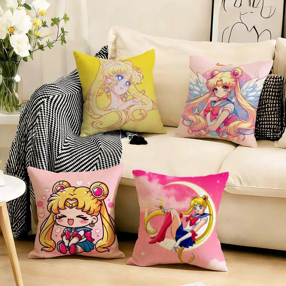 Magical S-Sailor MoonS Fodere per Cuscini 4 Pezzi in Lino Morbido 40x40 45x45 per Divano e Arredamento Casa