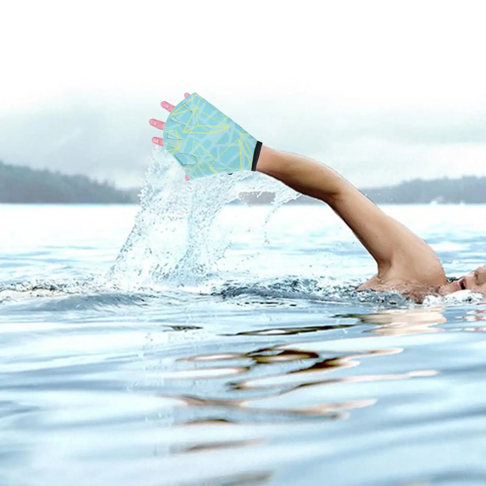 Adjustable Water Aerobics Swim Gloves Nylon Webbed Hand Fins for Snorkeling Diving and Aquatic Exercise