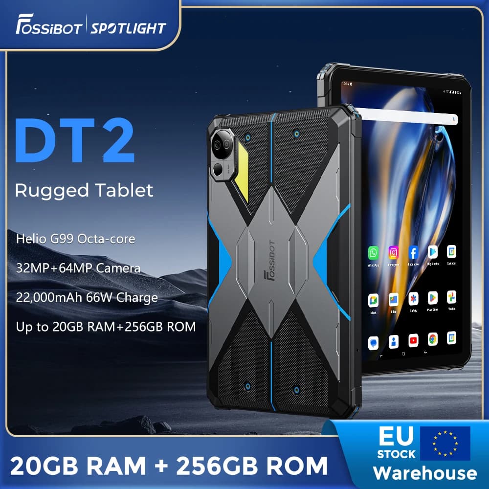 [Estreno mondiale] Fossibot DT2 Nuovo originale tablet robusto 4G da 10,4 pollici 16 GB + 256 GB Android 13 PC Tablet 22000 mAh Doppia scheda SIM Wifi
