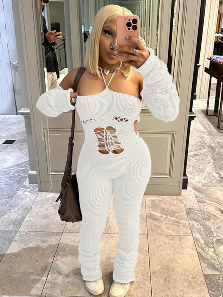 Sisterlinda Tendenza moda Y2K Tute Donna Patchwork Manica Fasciatura Stretch Hipster Tuta intera Donna Streetwear 2023