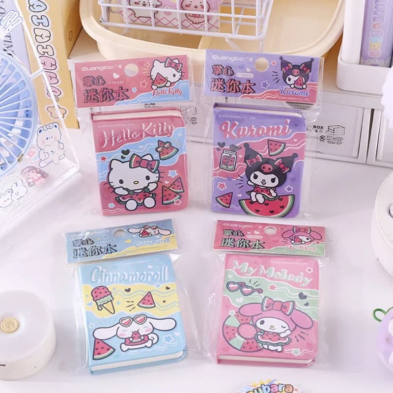 12 pz/lotto Sanrio Kuromi Melody Cinnamoroll Memo Pad Carino Portatile Note Book Diario Planner Regalo di Cancelleria Forniture Scolastiche