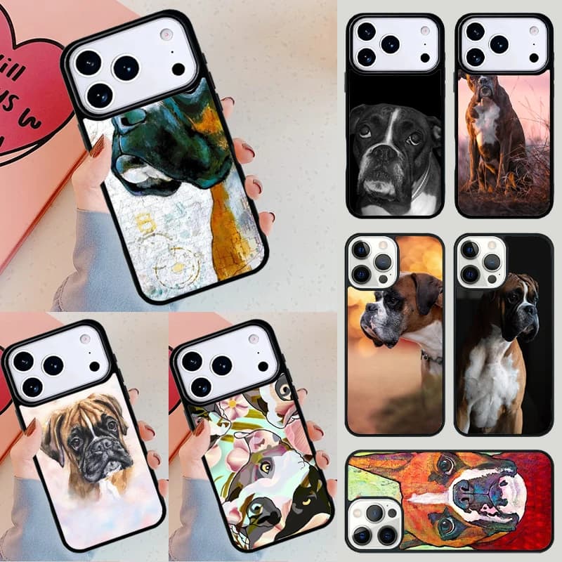 Custodia per telefono con simpatico cucciolo di Boxer per Apple iPhone 17 Air 16E 15 14 Plus 13 12 11 Pro Max Mini Funda Cover