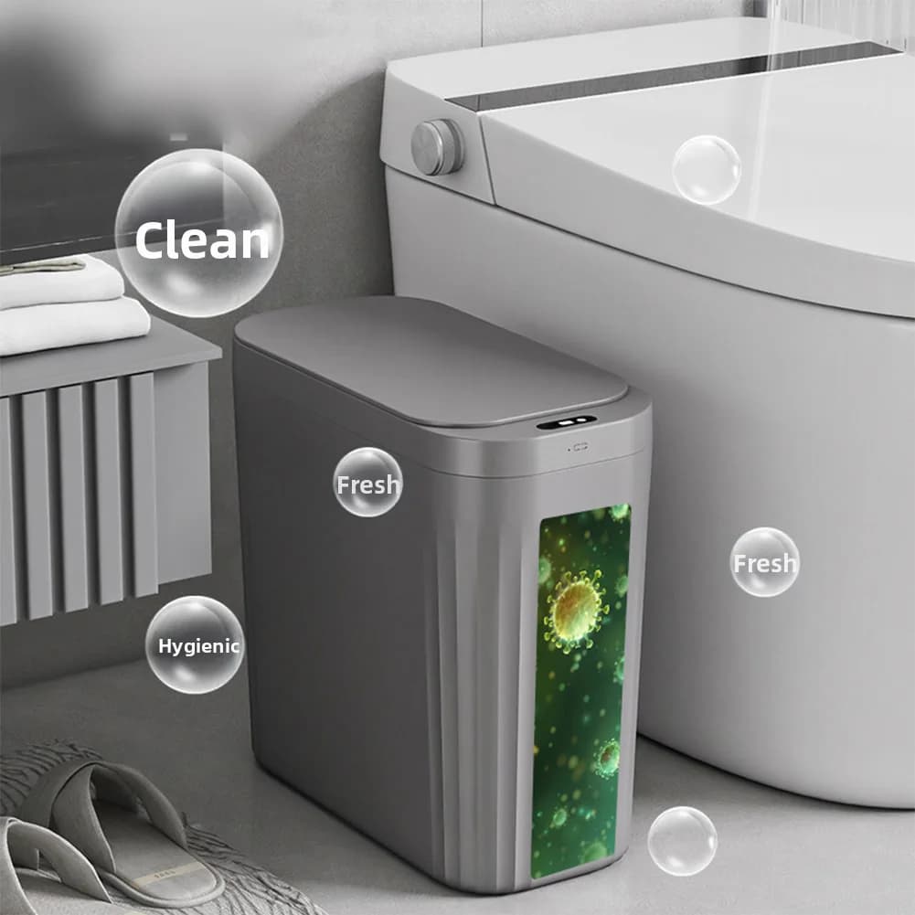 Cestino Intelligente con Sensore da 13 Galloni, Coperchio Impermeabile, Base Stabile per Cucina, Bagno, Camera da Letto, Soggiorno, Forma Stretta