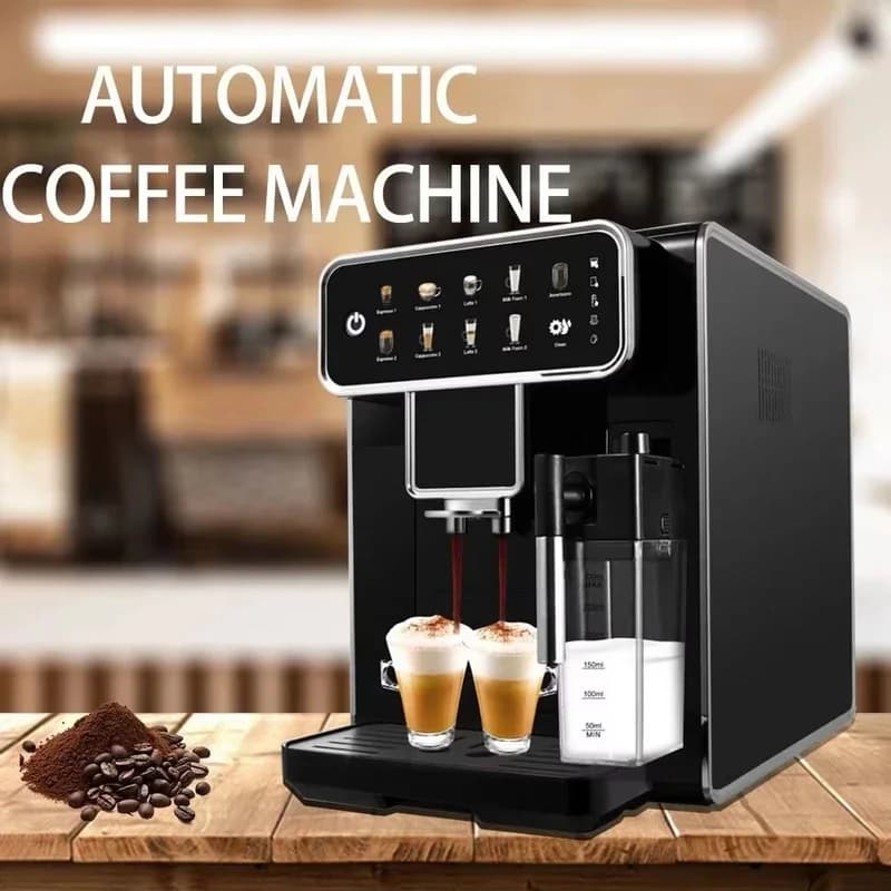 Fully Automatic Coffee Machine Bean to Cup One Touch Espresso Americano Maker with Milk Frother 1350W