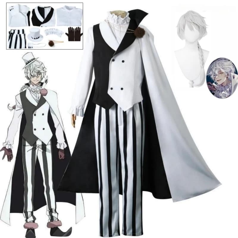 Costume Cosplay di Nikolai Gogol da Bungou Stray Dogs Stagione 4, Mantello da Angelo, Uniforme per Uomo, per Feste di Halloween e Giochi di Ruolo