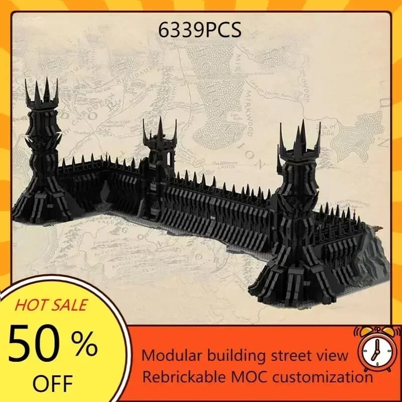 UCS Il Cancello Nero di Mordor MOC Film Creativo Re degli Anelli Modello Building Blocks Architettura Educazione Modello di Montaggio Giocattoli