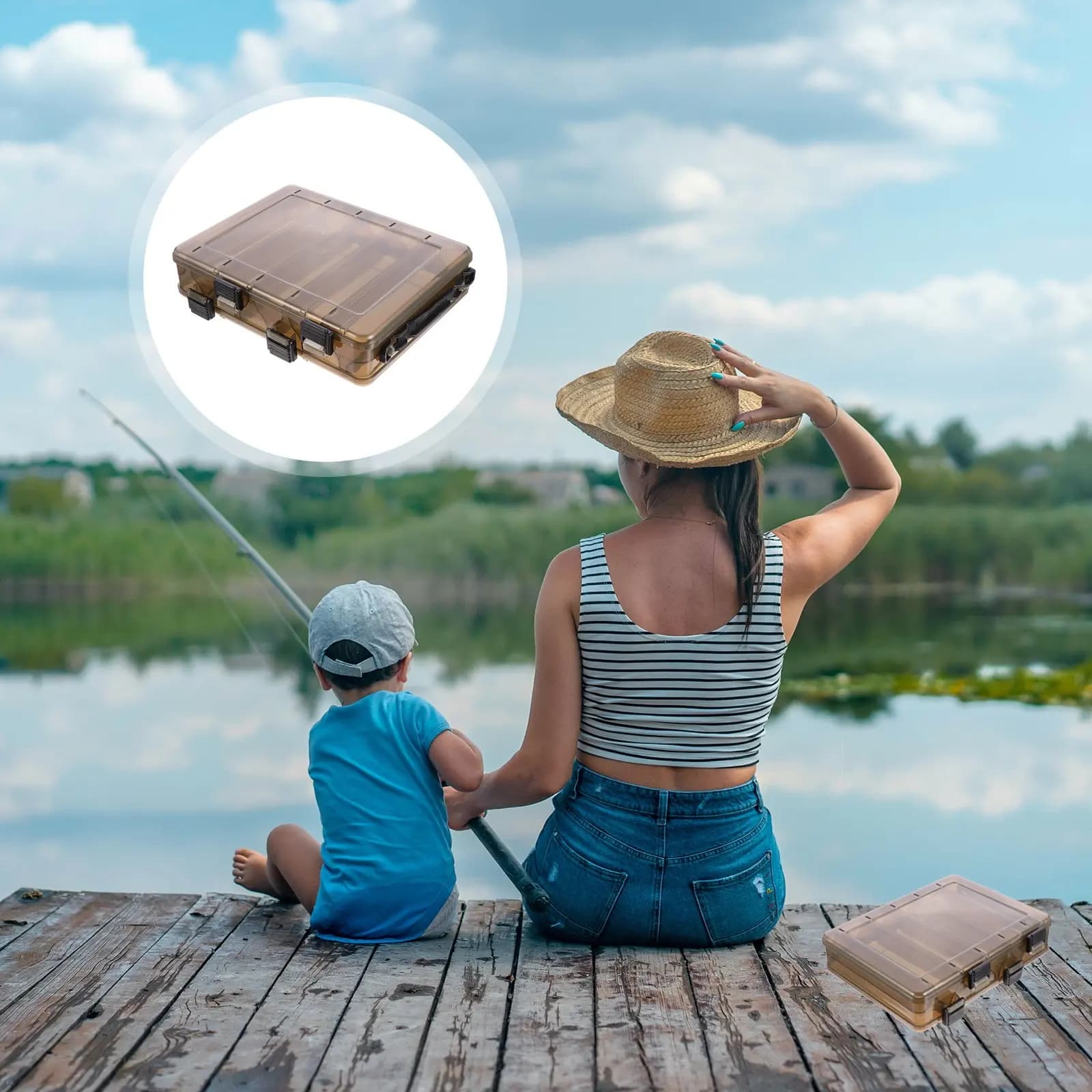 1Pcs Fishing Bait Box Double Layer Portable Plastic Fishing Tackle Box Transparent Storage Organizer for Lure Hook Beads