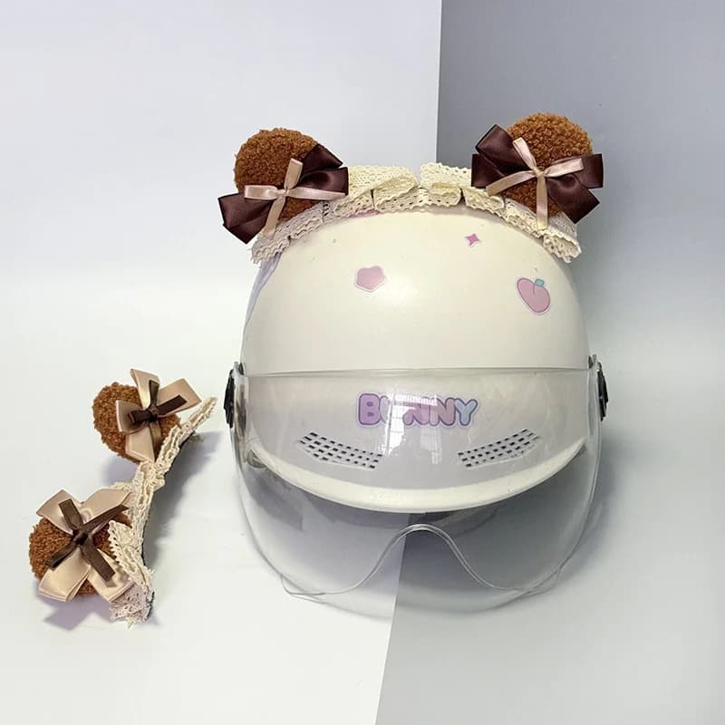 Decorazione per Casco, Accessori a Forma di Orecchie di Orso, Sgancio Rapido per Casco Moto, Universale per Casco da Sci