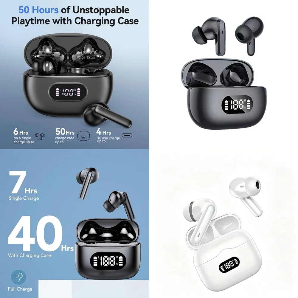 TWS Wireless Earbuds BT 5.4 Earphones In-ear Stereo Music Headphones LED Power Display Touch Control Gaming Headset For Android