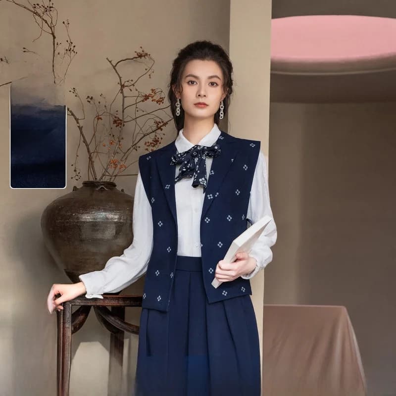 Gilet da Donna con Stampa Tradizionale, Cintura in Vita, Versatile, Nuova Moda Autunnale, 100% Cotone, Life on the Left