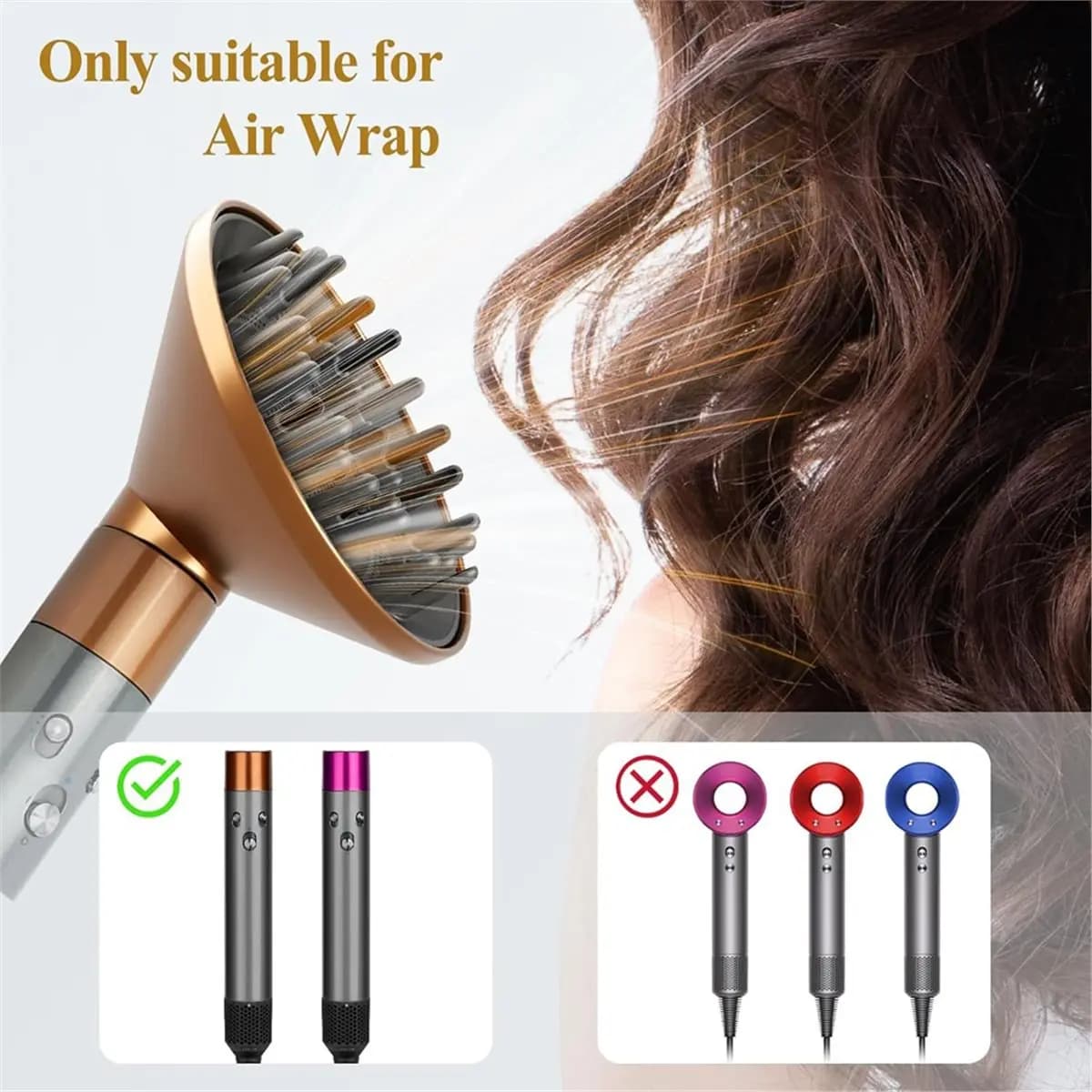 (A61K) Accessorio Lisciante per Capelli Aggiornato e Grande Diffusore per Accessori Dyson Airwrap HS01 HS05 HS08