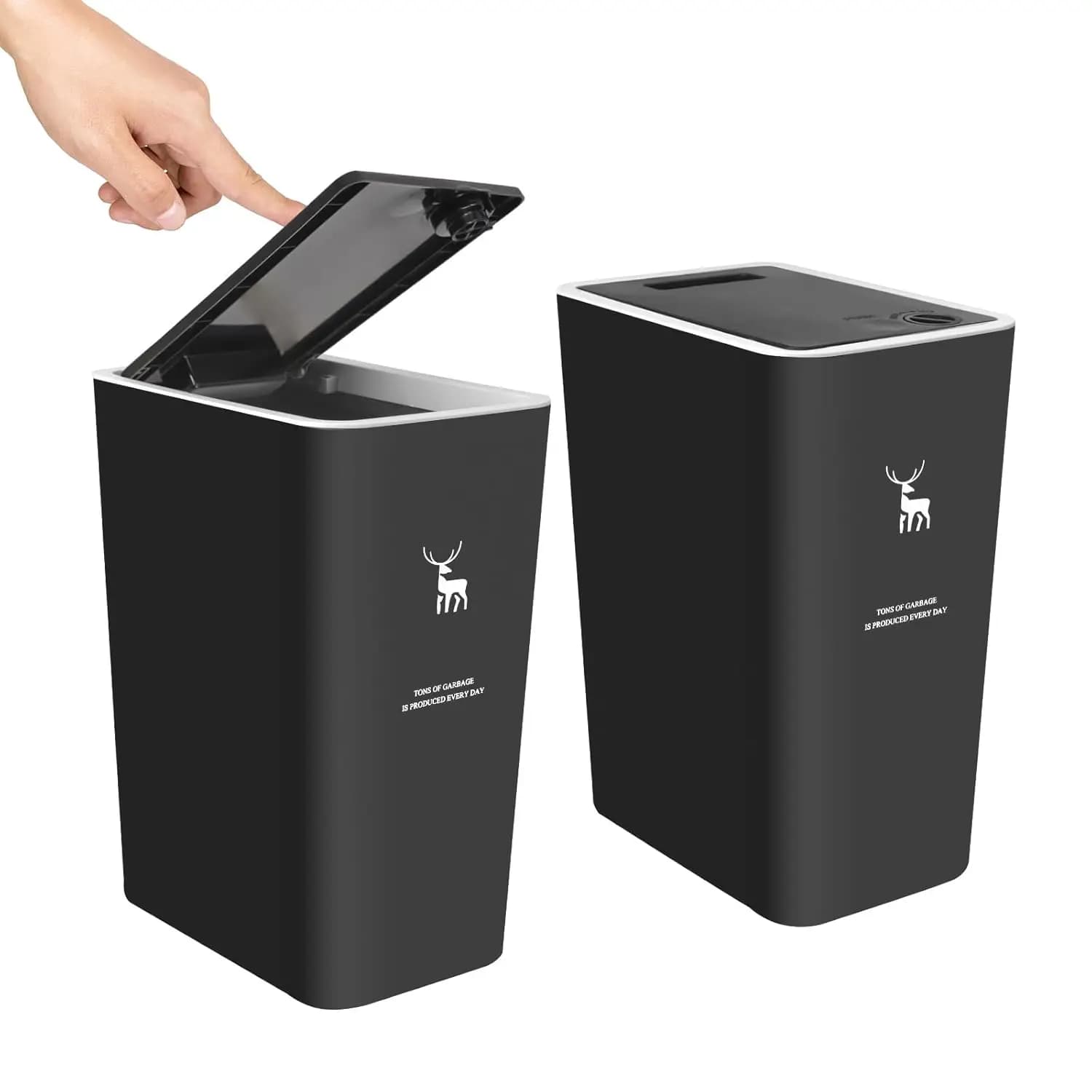 Set di 2 Pattumiere da 4 Galloni con Coperchi a Pressione, Cestini per Rifiuti a Prova di Cani per Bagno, Cucina, Ufficio