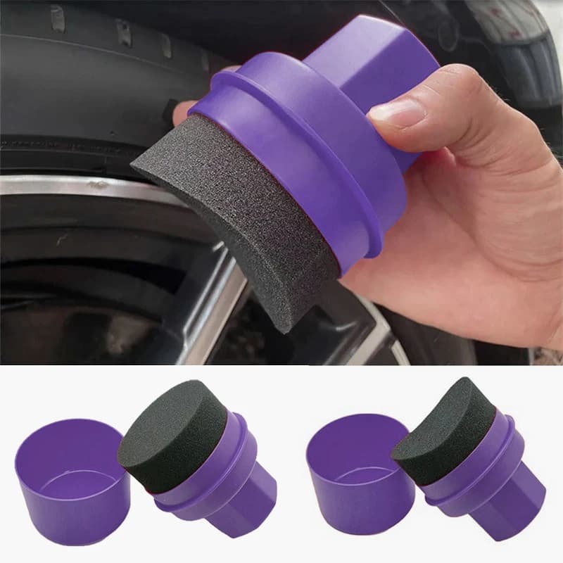 Spugna per ceretta per pneumatici per auto Tampone applicatore per cera per auto con coperchio a forma curva Facile ceratura Spugna per pneumatici Strumenti per la pulizia dei pneumatici Spazzola per dettagli